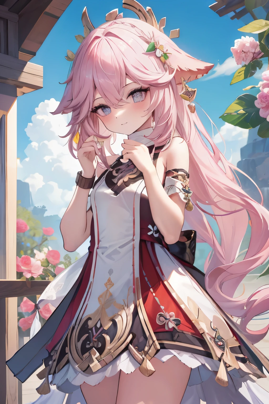 NSFW,Duas meninas,Meet,Pose de gato,mostrar o mamilo,com longos cabelos prateados,cabelos azuis claros,Penteado rosa claro，orelhas de gato，olhos cor-de-rosa，Lolita，meia branca，pink bows,Sorria de boca aberta,Pulseira de ligadura,Qualidade de imagem superior,best quality