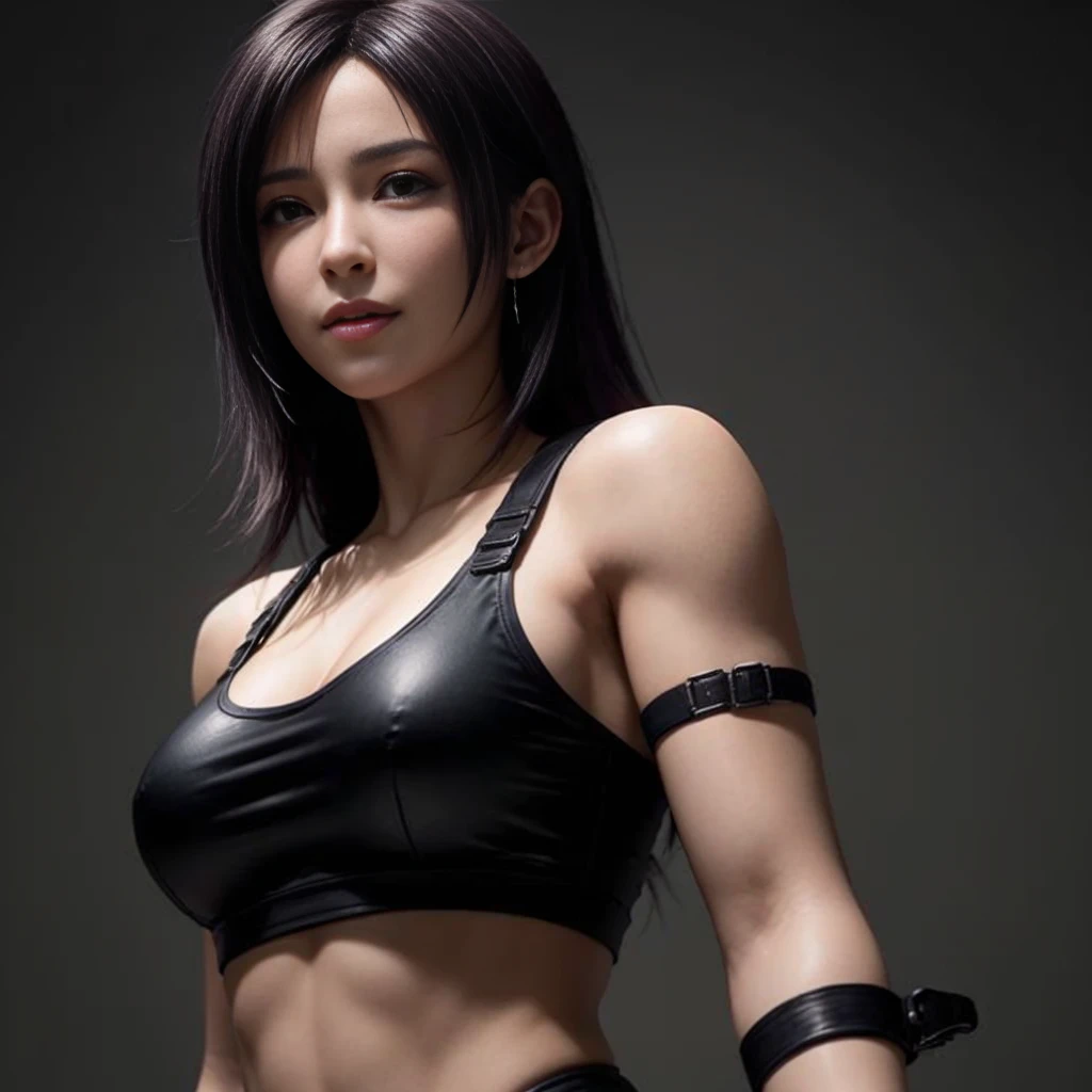 (best quality,ultra-detalhado),(Realistic:1.37),Tifa Lockhart, Rosto bonito e detalhado, light smile expression, textura ultra realista, rosto delicado, corpo delicado