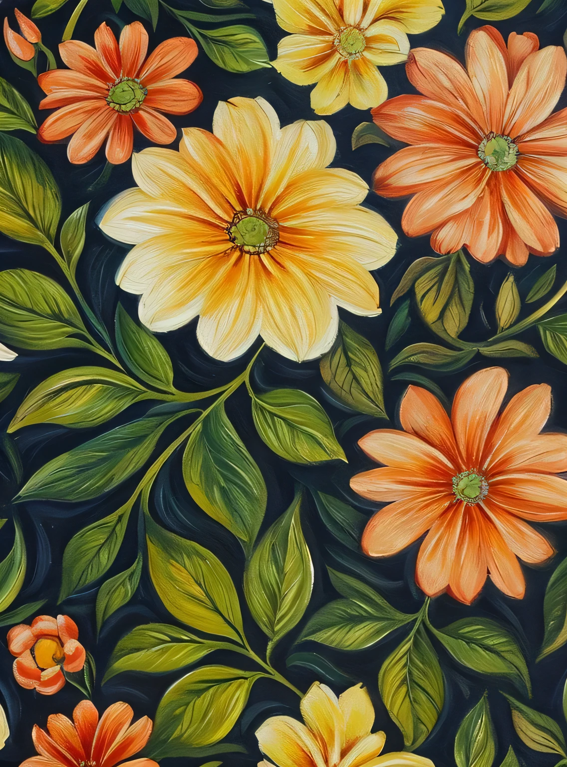 Floral Pattern Oil Painting Texture