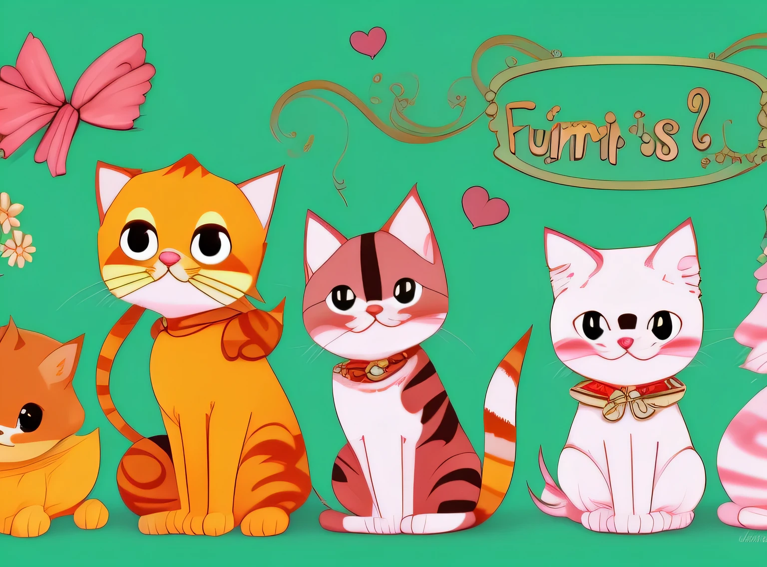 gatinhos,fofinhos, Chibi, fundo simples, Adorable animals, kawaii, cores vibrantes