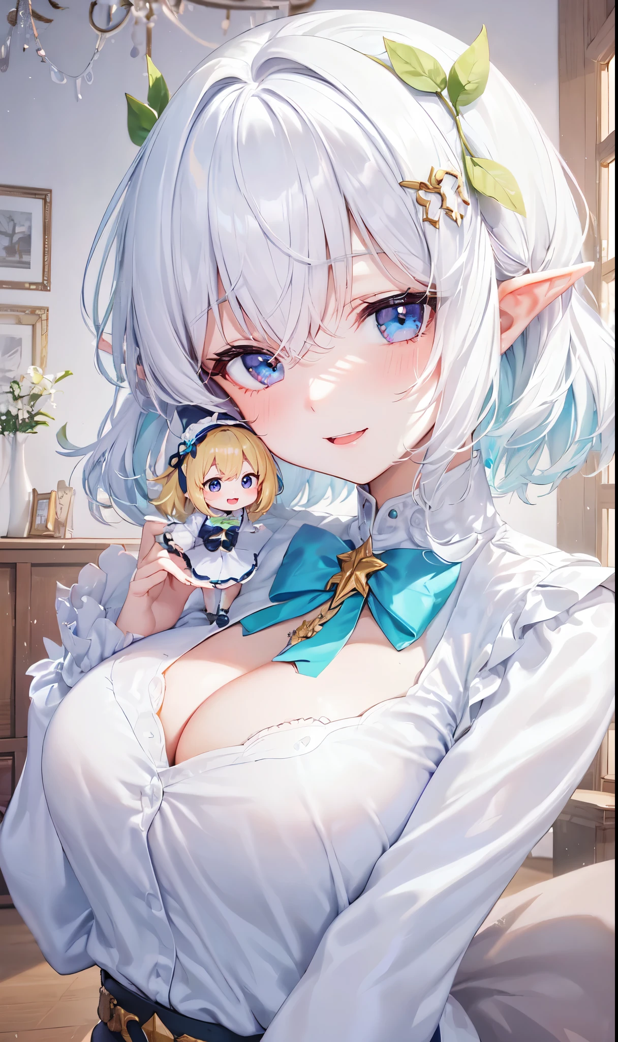 (2girls:1.5), (closeup body: 1.4), (cleavage: 1.1), (minigirl much smaller than a giantess girl: 1.4), (wood bedroom), (elf village: 1.1), (adventurers: 1.2), (giantess: 1.2), (height difference: 1.8), (size difference: 1.4), (minigirl:1.2), elfgirl, long ears, blonde_hair,light_blue_green_eyes,1_beautiful_girl,cute_face,red_ribbon,beautiful,best_quality,good_anatomy, (anime drawing:1.1), (simple bold lines: 1.1), (anime:1.1), (very cute anime girl), (bright), (low contrast), (prettiest age girl), (mature face: 1.1), (anime drawing:1.1), (simple bold lines: 1.1), (anime:1.1), (very cute anime girl), (bright), (low contrast), (prettiest teengirl), (mature face: 1.1), (tall girl: 1.5)