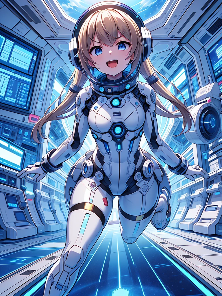 beautiful feet, trickle, white background, The art work is, Includes lots of vibrant colors and blurry surreal details, Scattered beneath the surface, Highly detailed focus, realistic, Humanity, (best quality), slave collar, and the tongue sticks out, scream, sweat legs, royal sister, Ripe body, 4K, White, plump and delicate body, plump ass，cute女の子のダイナミックなポーズ, She wears a form-fitting, Immediately grab attention, Shimmers in different neon colors when exposed to light, It is a small LED light that flashes to an invisible beat, そして遊び心のあるlaughterが彼女の唇を飾ります, With background: Hype Color – Neon Pink, and deep yellow, Create an energetic vortex, White lightning streaks zigzagging across the background, 最high quality、best image quality、masterpiece、woman((18-year-old、cute、blonde、long hair、Black Robot Armor、Luminescent chest parts、Gold Arm、big bust、Bust 95、wide open chest、Slender、laughter、cyber eyes、Show the whole body、beam effect))、high quality、Depth of bounds written、((Inside the spaceship)), (Outside the window, space, Earth from space, spaceport)、With background((Cyberworld))、depth((Computer mass))