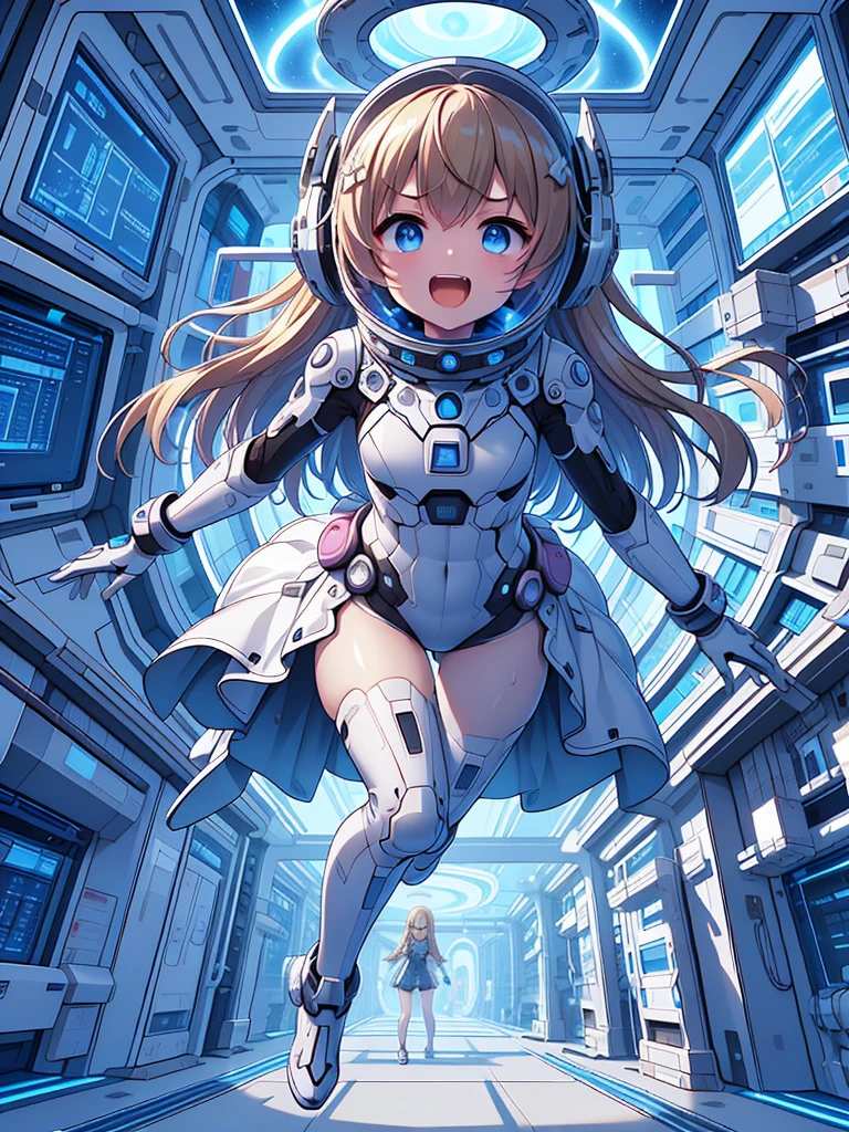 beautiful feet, trickle, white background, The art work is, Includes lots of vibrant colors and blurry surreal details, Scattered beneath the surface, Highly detailed focus, realistic, Humanity, (best quality), slave collar, and the tongue sticks out, scream, sweat legs, royal sister, Ripe body, 4K, White, plump and delicate body, plump ass,cute女の子のダイナミックなポーズ, She wears a form-fitting, Immediately grab attention, Shimmers in different neon colors when exposed to light, It is a small LED light that flashes to an invisible beat, そして遊び心のあるlaughterが彼女の唇を飾ります, With background: Hype Color – Neon Pink, and deep yellow, Create an energetic vortex, White lightning streaks zigzagging across the background, 最high quality、best image quality、masterpiece、woman((18-year-old、cute、blonde、long hair、Black Robot Armor、Luminescent chest parts、Gold Arm、big bust、Bust 95、wide open chest、Slender、laughter、cyber eyes、Show the whole body、beam effect))、high quality、Depth of bounds written、((Inside the spaceship)), (Outside the window, space, Earth from space, spaceport)、With background((Cyberworld))、depth((Computer mass))