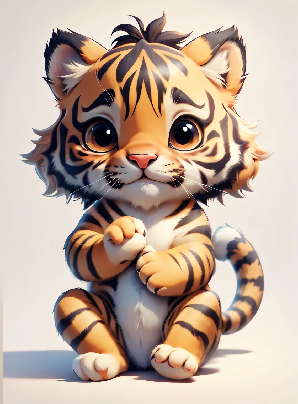 Tigre pequeno bonito、fundo branco