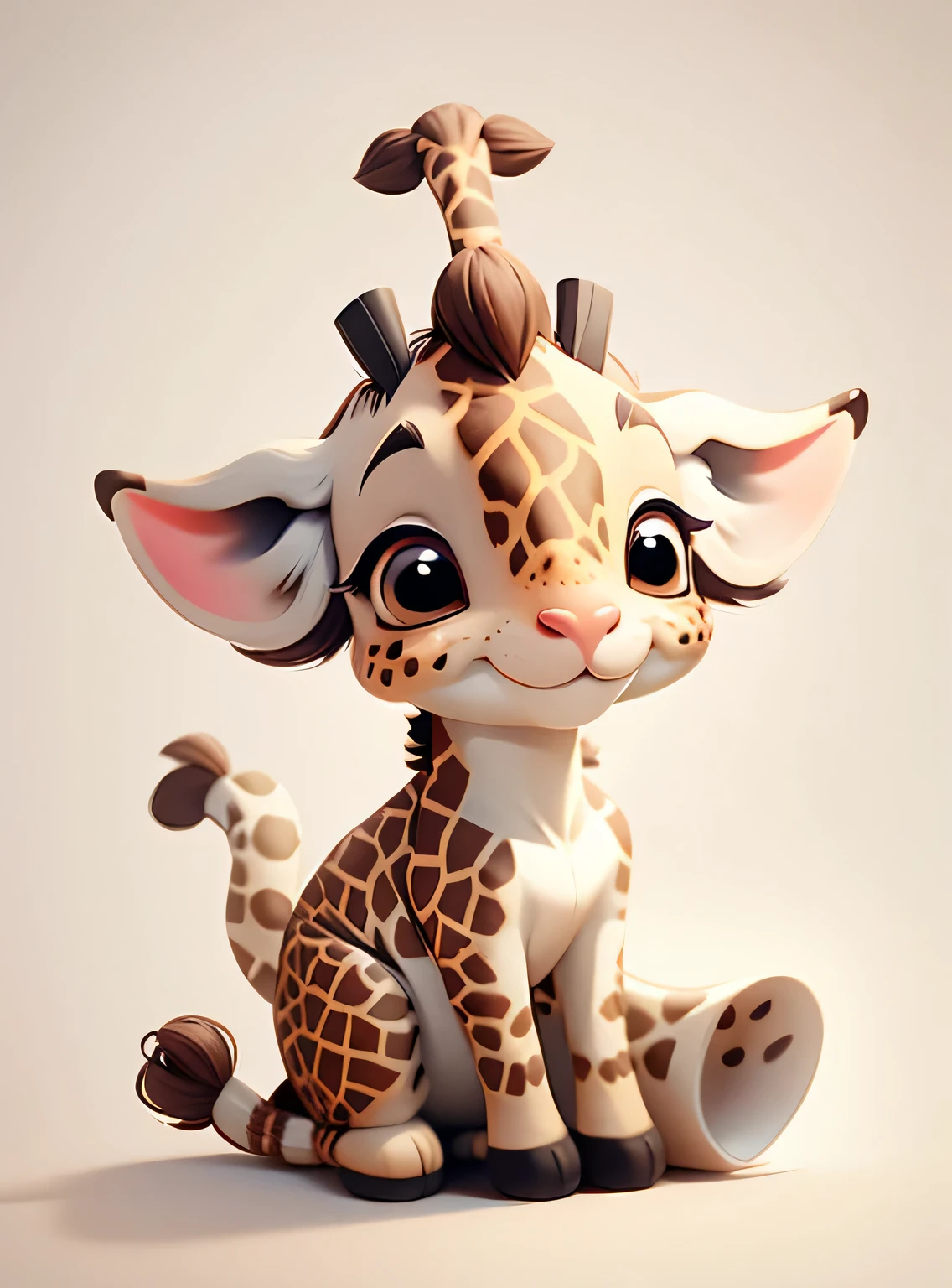 Girafa bonitinha、fundo branco