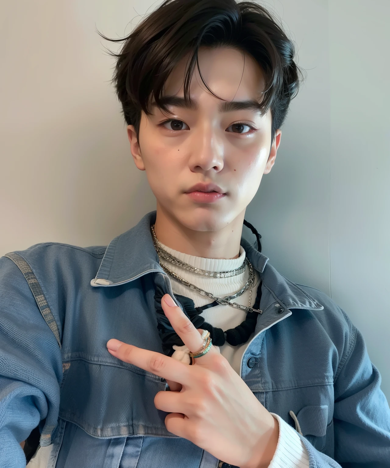 Hombre arafed con una chaqueta vaquera haciendo un signo de la paz., cai xukun, marca lee, hyung tae, cuchilla del grupo de drenaje, jungkook, sol justin, yanjun chengt, inspirado en Chen Chi, ruan jia hermosa!, Jinyoung Shin, todos del grupo nct, hong junio hyung, hyung tae kim, TaeJune Kim, mark, nct mark