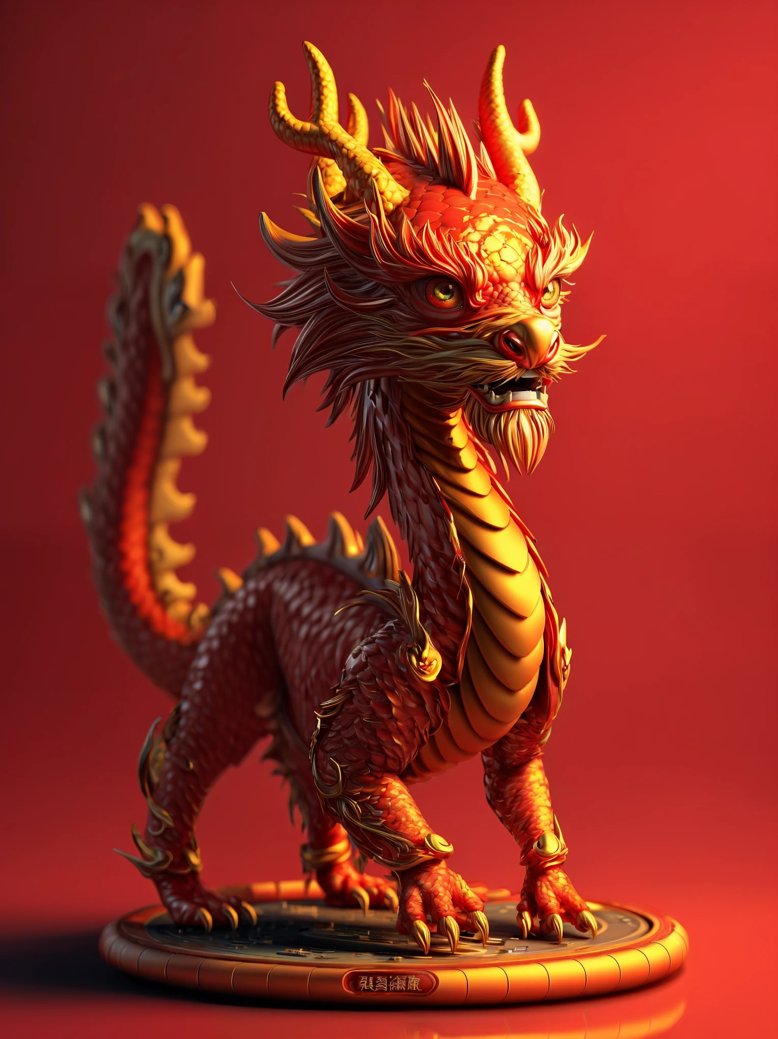 \(Concept Design\),(((Red body))),(Decorated with red Chinese art pattern),发Light的,Kaneko_Wire,smooth transition,3d model,masterpiece,Ultra-detailed,super quality,Sharp details,octane rendering,4K,Forest_Light,Chinese dragon,\(3D desgin syle\),(Transparent_body_mechanical:1.3) electronic_crystal,PVC_material,Circuit board texture surface,scars,future technology,colorful_eyes_glowing,Masterpiece,best Quality,ultra realistic details,Sharp Focus,Ray tracing,octane rendering,art by Amanda Sage