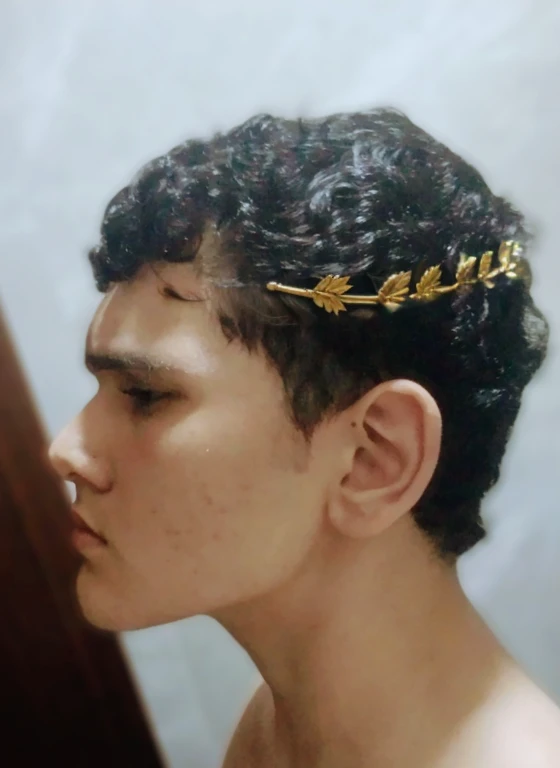 Make a crown of golden leaves like the Roman emperor in a realistic way