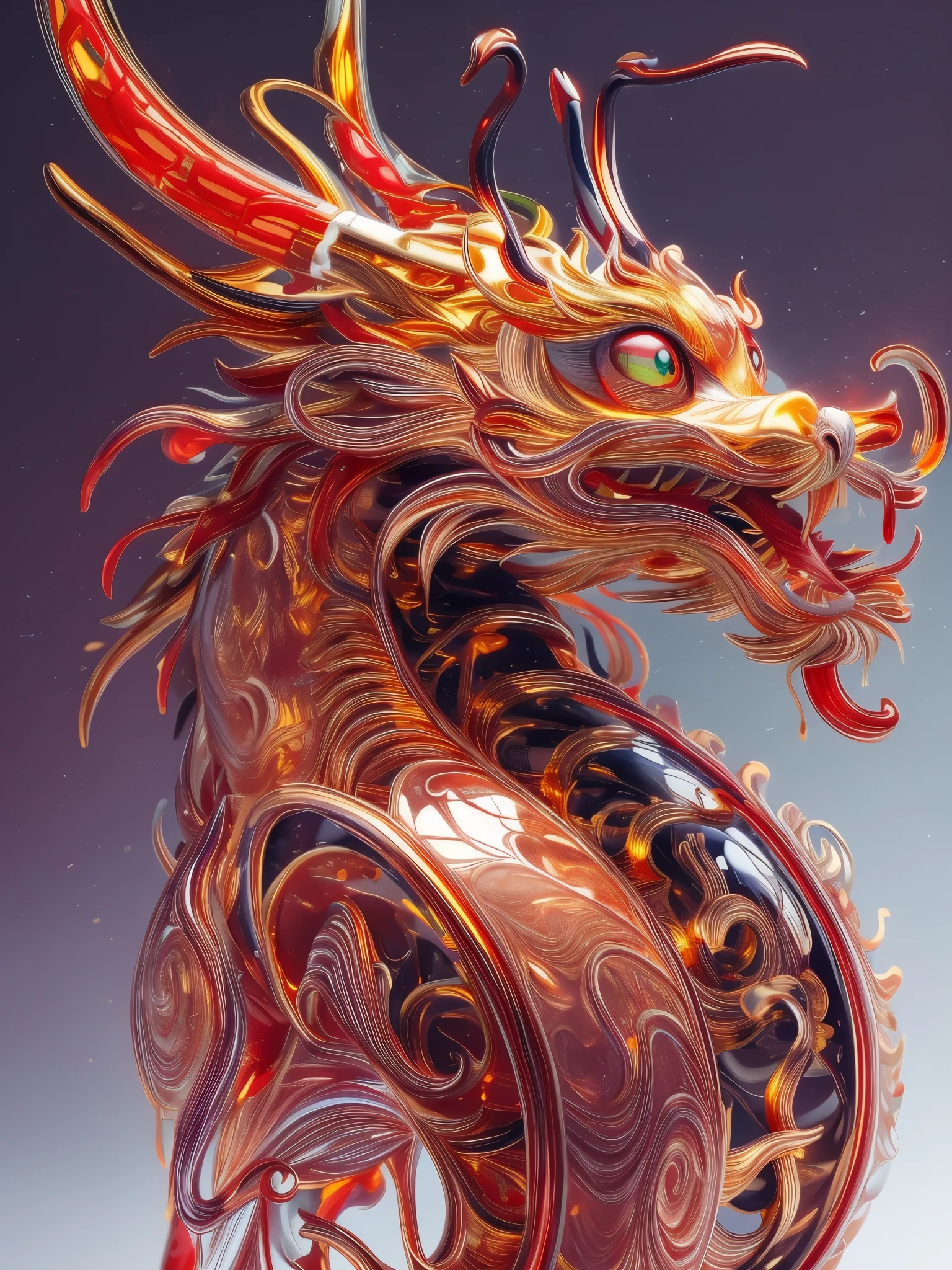 \(Concept Design\),(((gold body))),(Decorated with red Chinese art pattern),发Light的,Kaneko_Wire,smooth transition,3d model,masterpiece,Ultra-detailed,super quality,Sharp details,octane rendering,4K,Forest_Light,Chinese dragon,\(3D desgin syle\),(Transparent_body_mechanical:1.3) electronic_crystal,PVC_material,Circuit board texture surface,scars,future technology,colorful_eyes_glowing,Masterpiece,best Quality,ultra realistic details,Sharp Focus,Ray tracing,octane rendering,art by Amanda Sage