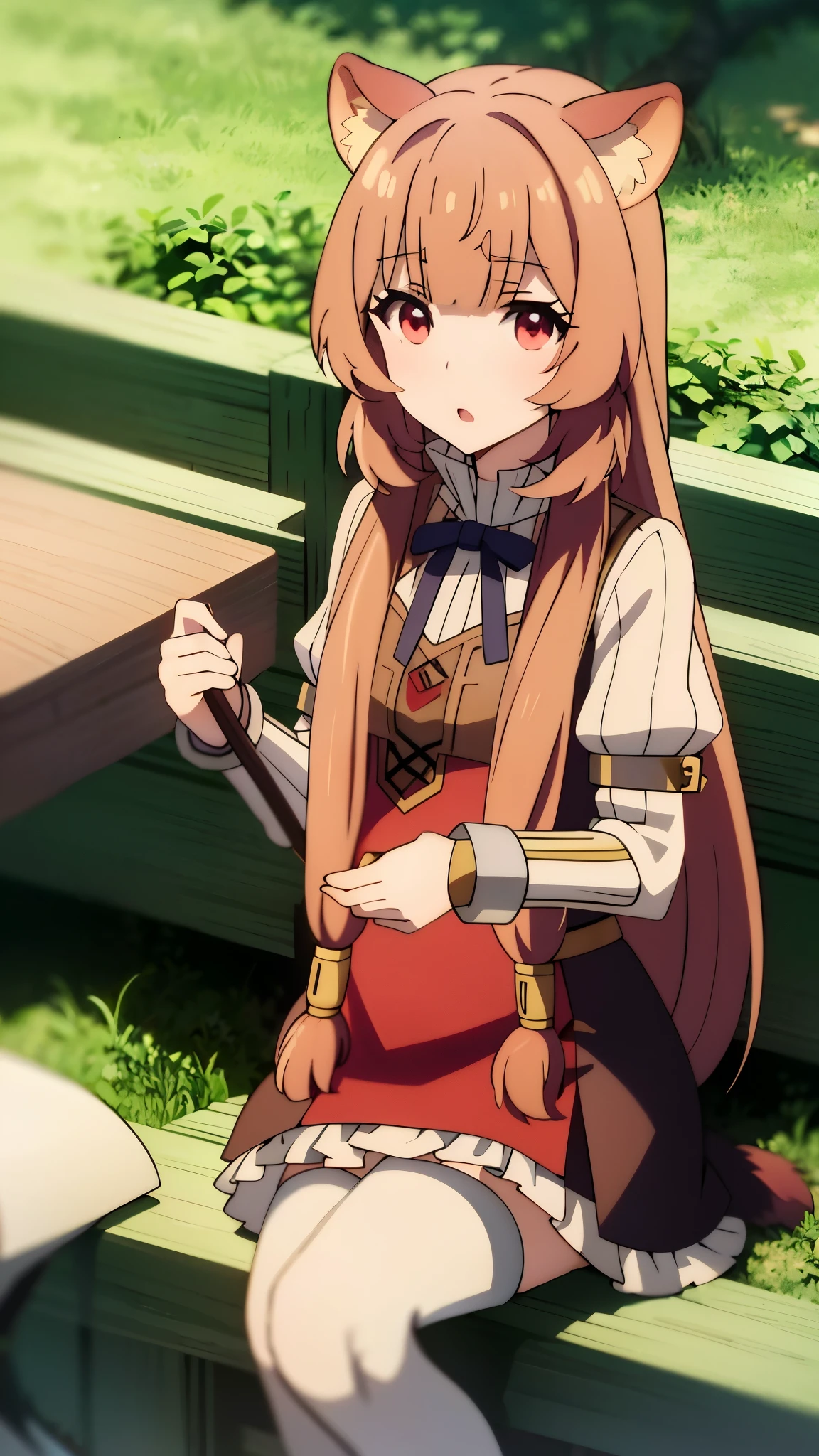 Raphtalia、(masterpiece, highest quality), intricate details, 1 girl, Raphtalia, sexy,squatting down、Spread your legs and show off your panties、spread legs,show white panties,animal ears, brown hair, long hair, raccoon ears, a racoon girl, raccoon tail, (red eyes:1.5), tail, Hestia Cosplay Mini Skirt、bare legs、sexy、lightly dressed、森の中の木の上に座っているlong hairのアニメの女の子, Holo is a werewolf girl, Holo for wolf girl, Kushat Krenz Key Art Women, official character art, shadowverse style, Ayaka Genshin impact, charming cat girl, Beautiful anime cat girl, very beautiful anime cat girl, ayaka game genshin impact, handwriting