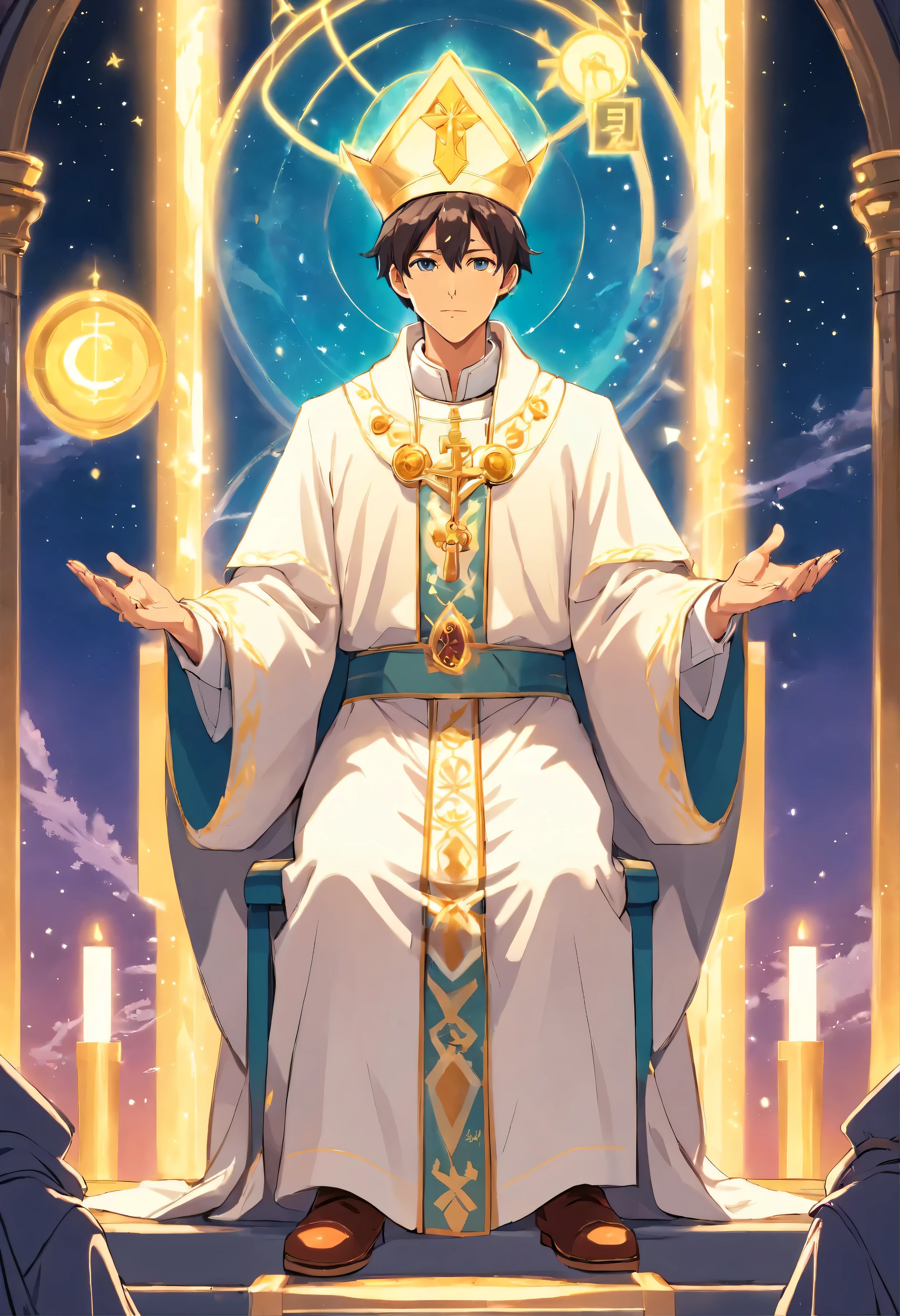 Universal Waite Tarot Card No. 5, Front view of a male pope giving a sermon