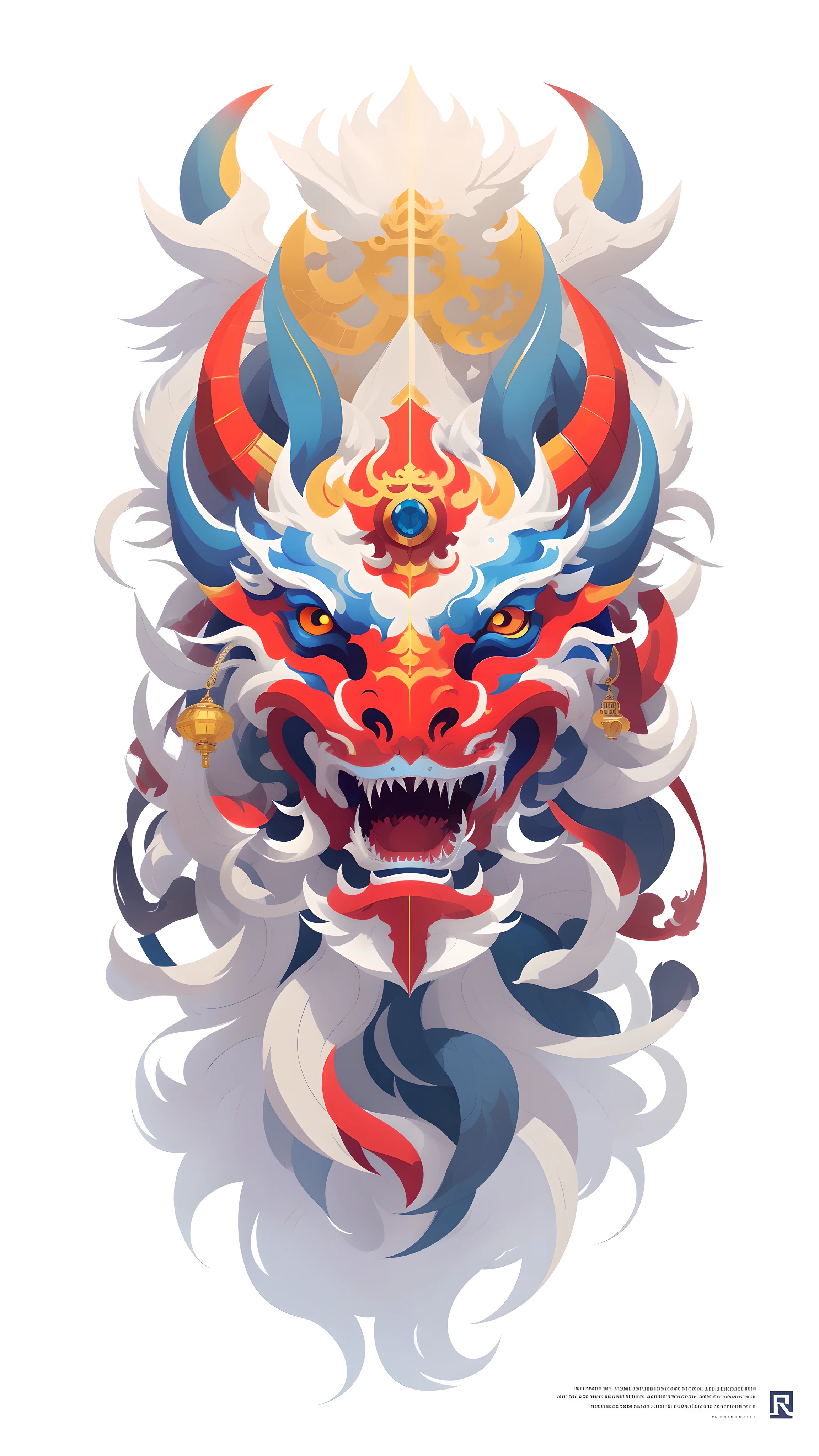 Close-up of colorful faucet on white background, by Ryan Ye, chinesedragon, adobe illustration art, jc leyendecker and sachin teng, Dragon face, vector behavior hd jesper ejsing, oriental face, vector art style, Ghost masks, asura from chinese myth, onmyoji detailed art, majestic japanese dragon, onmyoji portrait