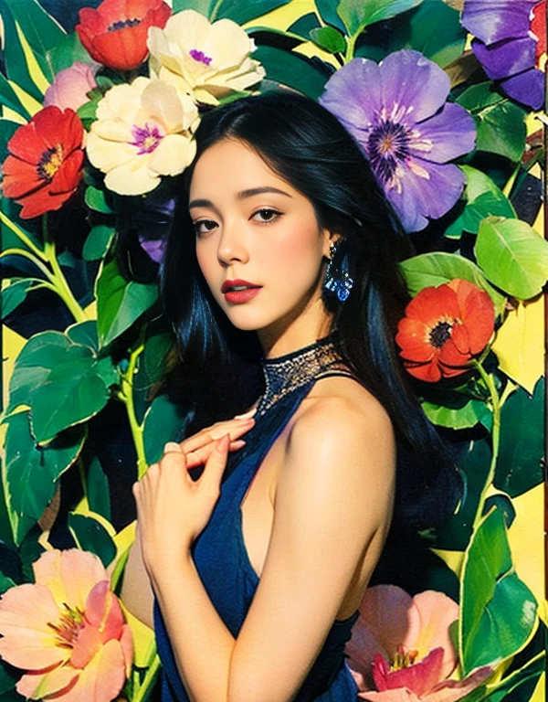 4k highly detailed realistic ((full body including legs)) photo of beautiful 20-year-old sweaty a colorful Palette Knife Oil Painting ,animated girl with pink and blue grass,in the style of over,high contrast,tropical baroque,bio-art,light violet,cornelia parker,uhd image,botanical impressions,, best quality, masterpiece, highres, absurdres, incredibly absurdres, huge filesize, wallpaper, colorful,8K,RAW photo, Beautiful detailed girl, (oil painting:1.5), (NSFW:1.2), 1girl laying, feature, pureerosface_v1, Ambilight, slender waist, (splash, brushwork:1.5),double exposure, fussion of fluid abstract art,(original illustration composition),( fusion of limited color, maximalism artstyle, geometric artstyle) Incorporate vibrant colors, dynamic brushstrokes, and intriguing textures to capture the essence of the subject's inner world, capturing a surrealist vision, Perfect centralization, Um caozinho bonito ruivo por toda parte, Usa uma jaqueta, Standing position, beleza abstrata, Centrado, looking at the camera, Facing the camera, nearing perfection, Dynamic, luar, altamente detalhado, pintura digital, art stations, Conceito-Arte, liso, sharp focus, 8k, high-definition resolution, illustration, arte de Carne Griffiths e Wadim Kashin, fundo futurista.
