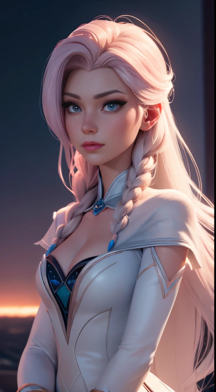 (elsa frozen-rose quartz SU mezclando modelos .) Highly detailed CG unity 8k wallpaper, style shot, complex, high detail, dramatic, highest quality movie still image, very detailed, masterpiece, best quality, character design, Elsa, Elsa from Frozen,Diamante Rosado fusión (( Dark style)), realistic ultra-detailed rendering style, natural light, sharp character design, (hard focus, 8k), (((natural skin texture))), 8k textures, soft cinematic lighting, adobe lightroom, dark room, hdr, Sophisticated, Elegant, Rich Detail, Sharp Focuilm Look) )), Soothing Tones, Detail Frenzy, Intricate Detail, Super Detail, Low Contrast, Soft Film Lighting, Dull Colors, Exposure Blending, HDR, Fade, 35mm, f/1.4, ISO64, f16, 25 sec.