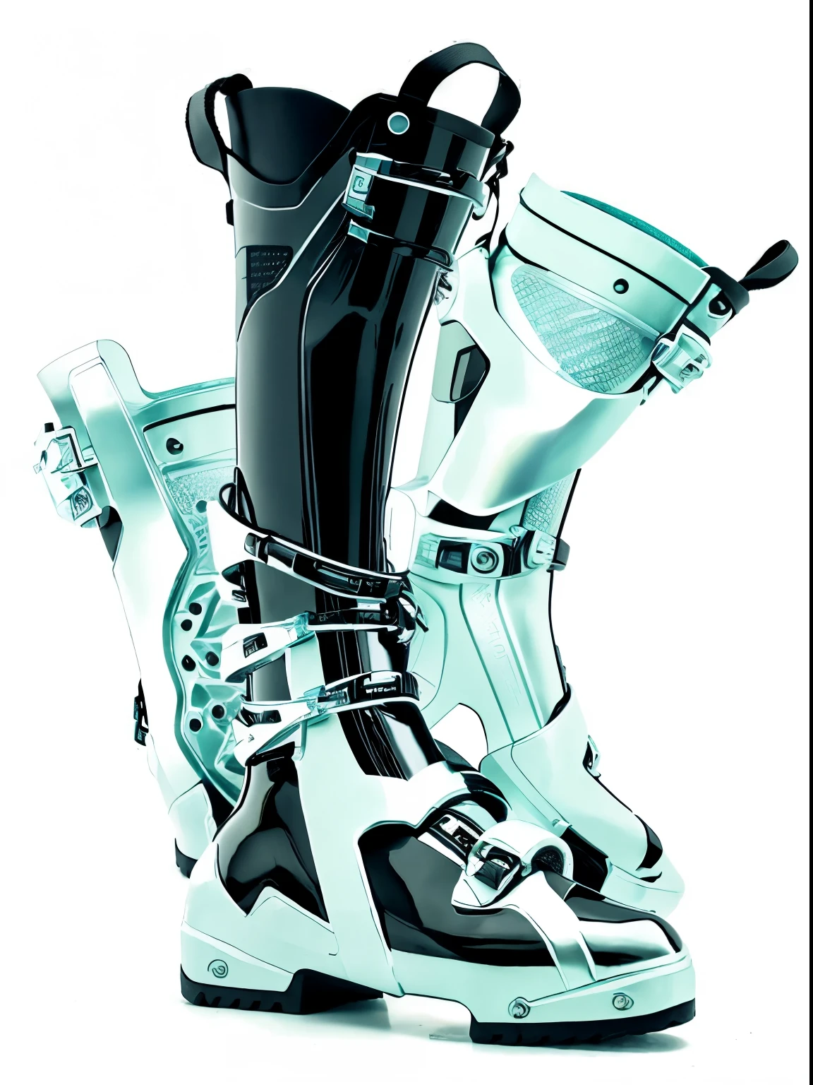 space boot with grip system. Metallic boot, futuristic design, it is separate part of a futuristic space armor, futuristic grid that protects the foot