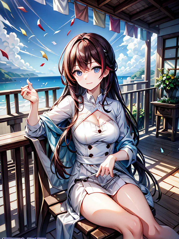 ((Masterpiece)), (Anime:1.5), ((best quality)), (RAW photo:1.2), (High Definition:1.3), (Professional Photography:1.2), (chromatic aberration), 1girl, (()), Cute Beautiful girl, cinematic lighting, (cute eyes), Glossy lips, laughing, (open mouth), Textured skin, cat ears, pale brown hair, very unruly hair, (exposed flat chest), thin shirt, Slender body, beautiful flat chest, BREAK, (RAW photo:1.2), (High Definition:1.3), (loose sitting on the riverside),