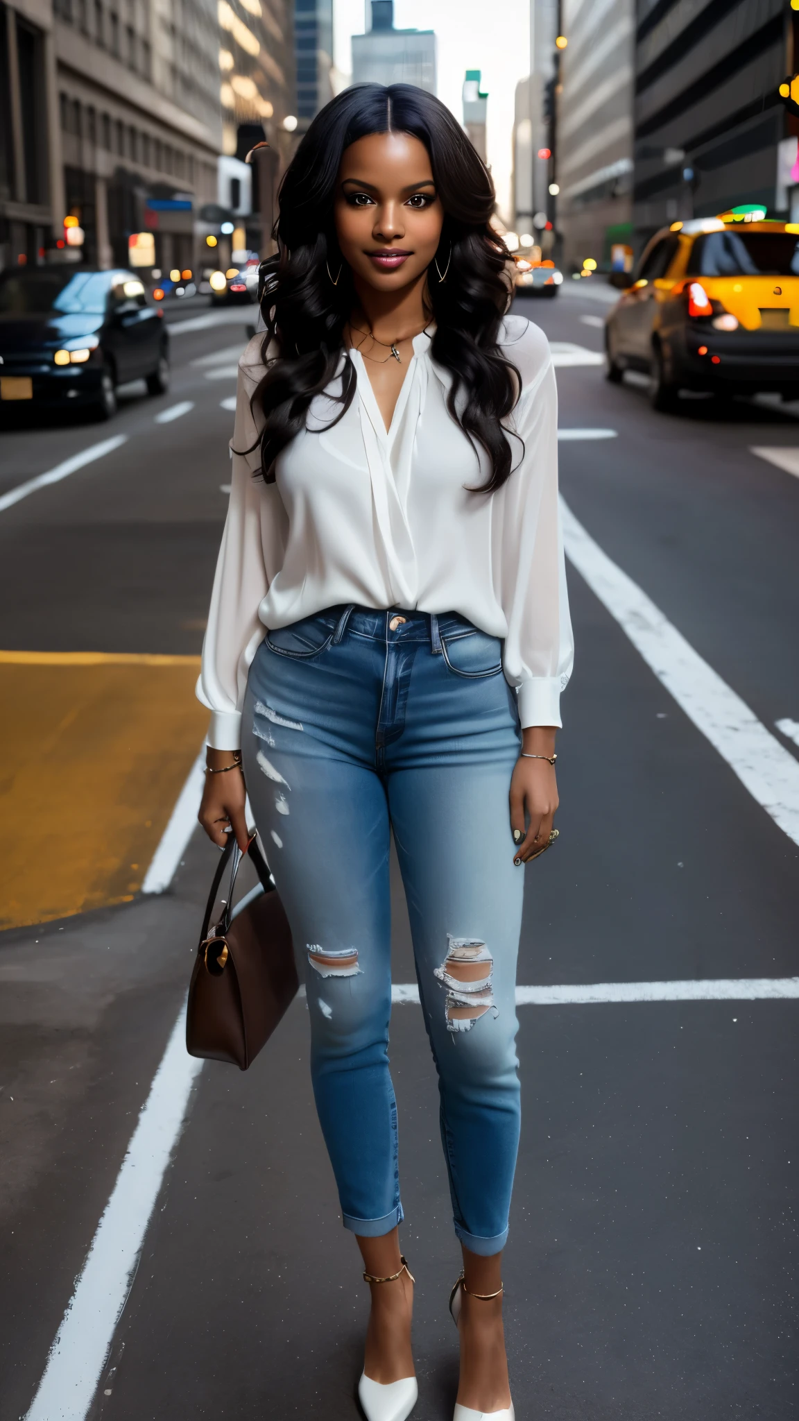 Blouse jeans and heels fashion