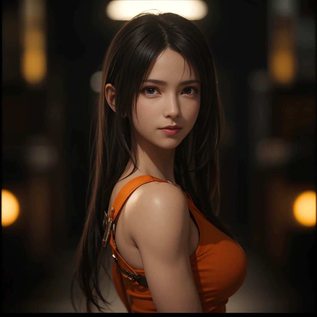 (best quality,ultra-detalhado),(Realistic:1.37),Tifa Lockhart, Rosto bonito e detalhado, light smile expression, textura ultra realista, rosto delicado, corpo delicado