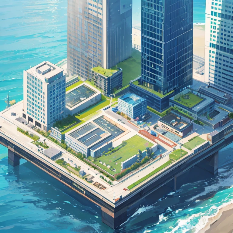 Make an place thats like a tecnological island, with buildings