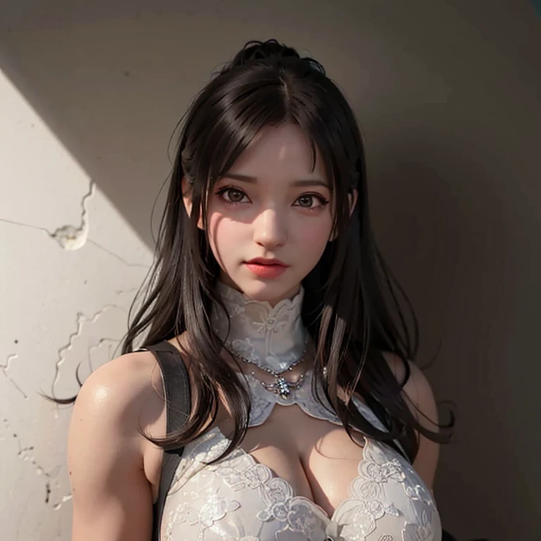 mulher arafed em um vestido branco posando para uma foto, photorealistic rendering of anime girl, 8k portrait rendering, artegerm ; motor 3D irreal, eve ventrue, 🤤 retrato de , estilo de arte realista, imagem ultra realista, jogo cg, cinematic bust shot, cinematic bust portrait, retrato sedutor de tifa lockhart, Cinematic Realistic Portrait, (dark-skin:1.5) (big tits:2)