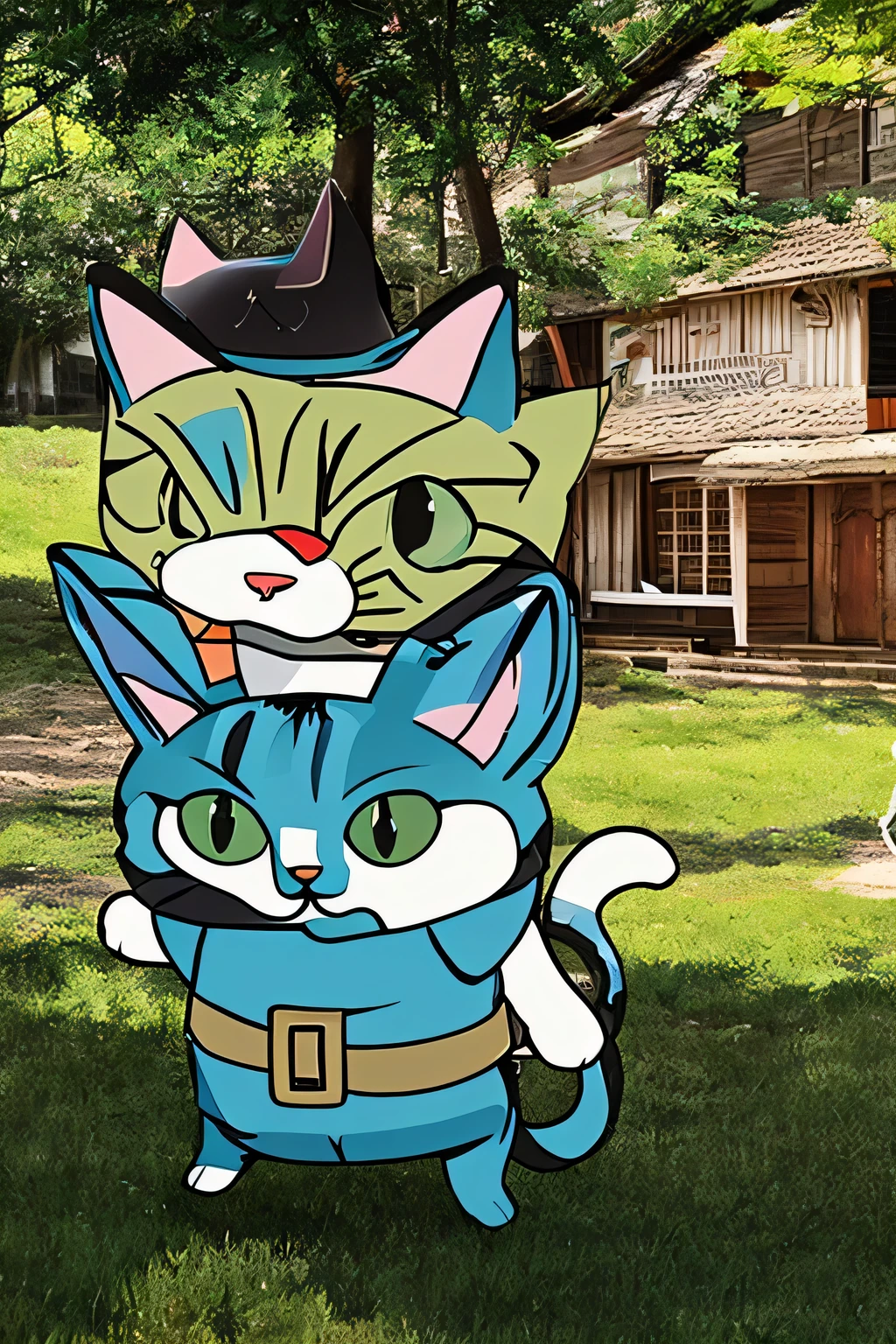 1 strange cat character、strange cat、one horse