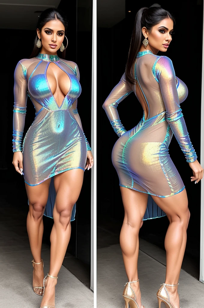 (tight sheer iridescent dress), indian ifbb bimbo