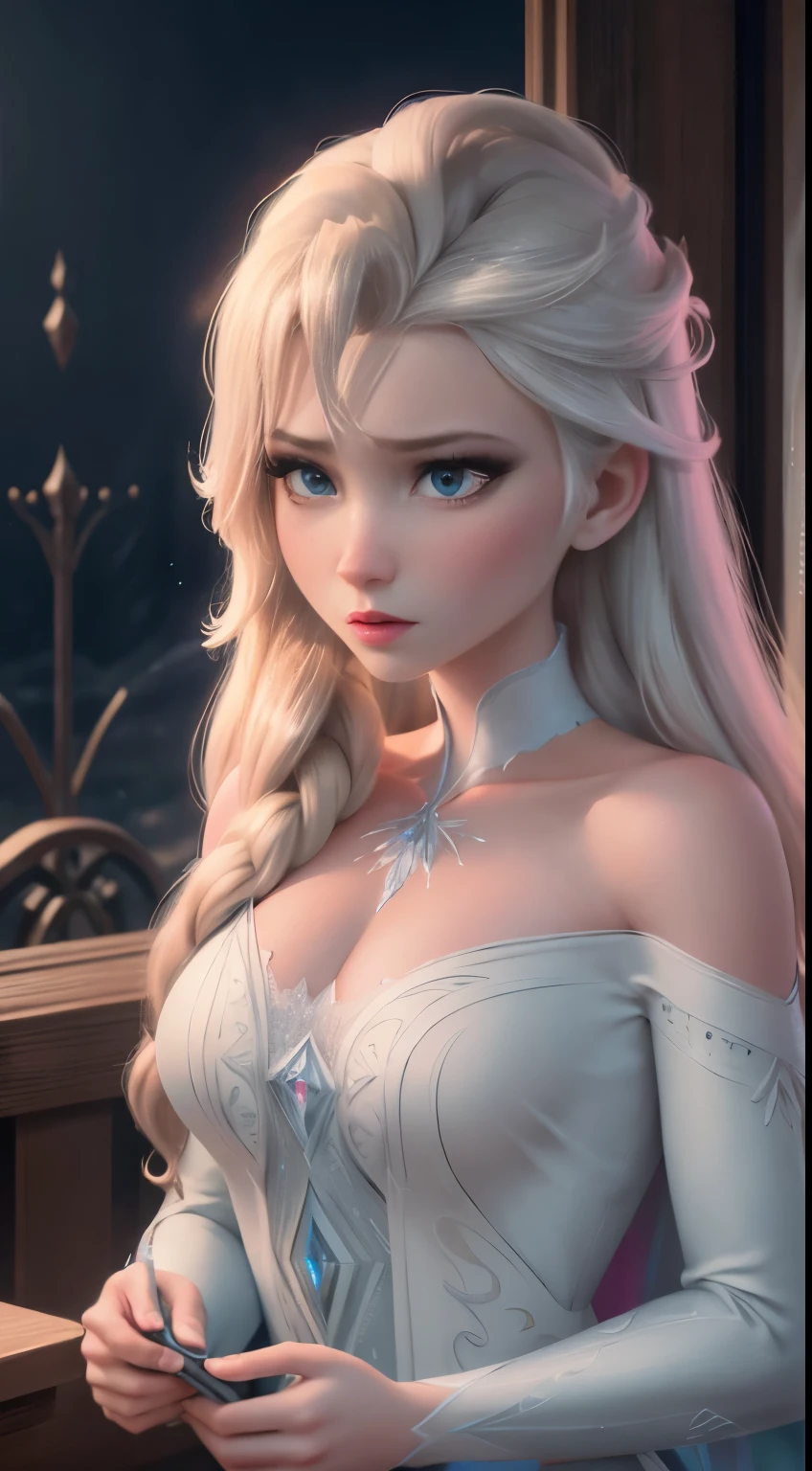 (elsa frozen-rose quartz SU mezclando modelos .) Highly detailed CG unity 8k wallpaper, style shot, complex, high detail, dramatic, highest quality movie still image, very detailed, masterpiece, best quality, character design, Elsa, Elsa from Frozen,Diamante Rosado fusión (( Dark style)), realistic ultra-detailed rendering style, natural light, sharp character design, (hard focus, 8k), (((natural skin texture))), 8k textures, soft cinematic lighting, adobe lightroom, dark room, hdr, Sophisticated, Elegant, Rich Detail, Sharp Focuilm Look) )), Soothing Tones, Detail Frenzy, Intricate Detail, Super Detail, Low Contrast, Soft Film Lighting, Dull Colors, Exposure Blending, HDR, Fade, 35mm, f/1.4, ISO64, f16, 25 sec.