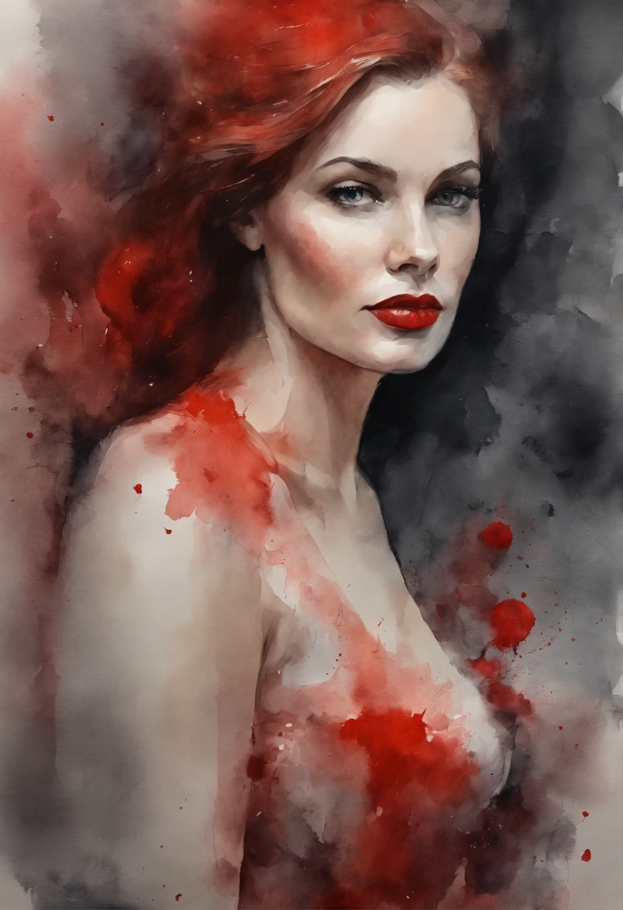 Oil painting, Color splash, Stylized photo of a 30-year-old woman ,She's got a red heart, Best Quality,the background is black , Highly detailed, HD, 2 thousand., 4k, 8K, 16k,32K64K,Ultra Rendering