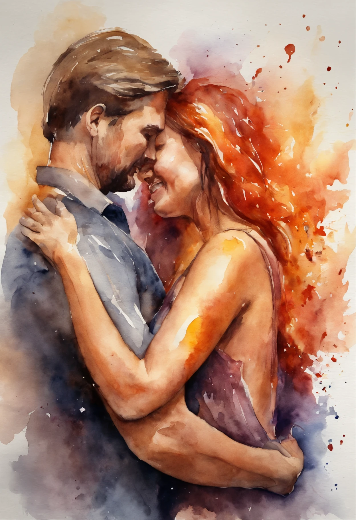 A man on fire hugs a girl