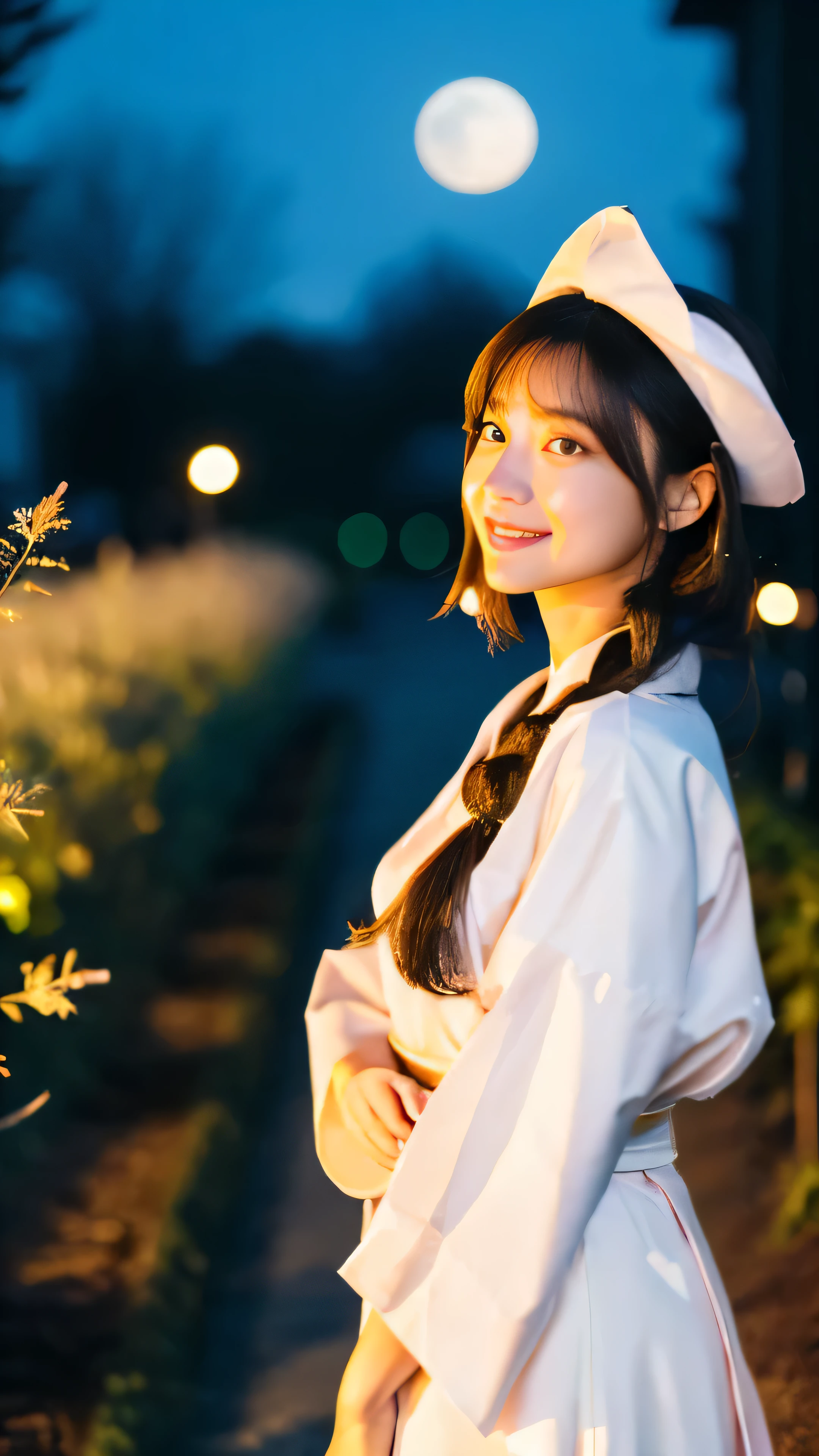 best quality, high_resolution, distinct_image, detailed background ,girl, hanbok,flower,garden,moon, night,dutch angle, wide shot, crown,