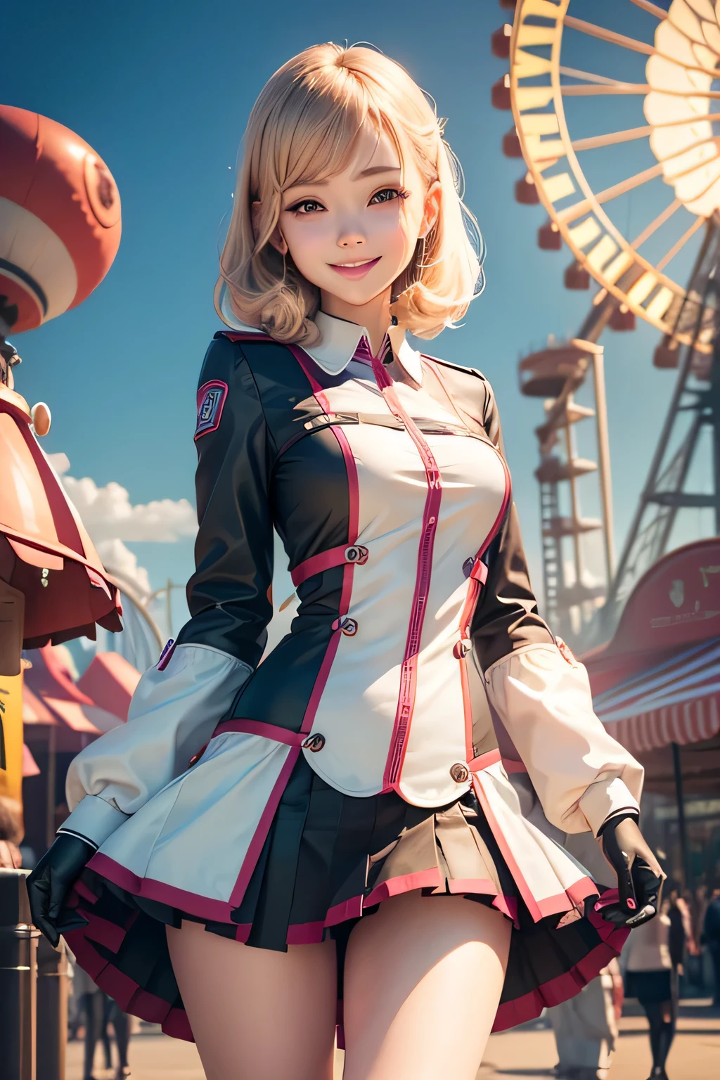 Amusement park female guide robot miniskirt type uniform Machine body Exposed Machine smile