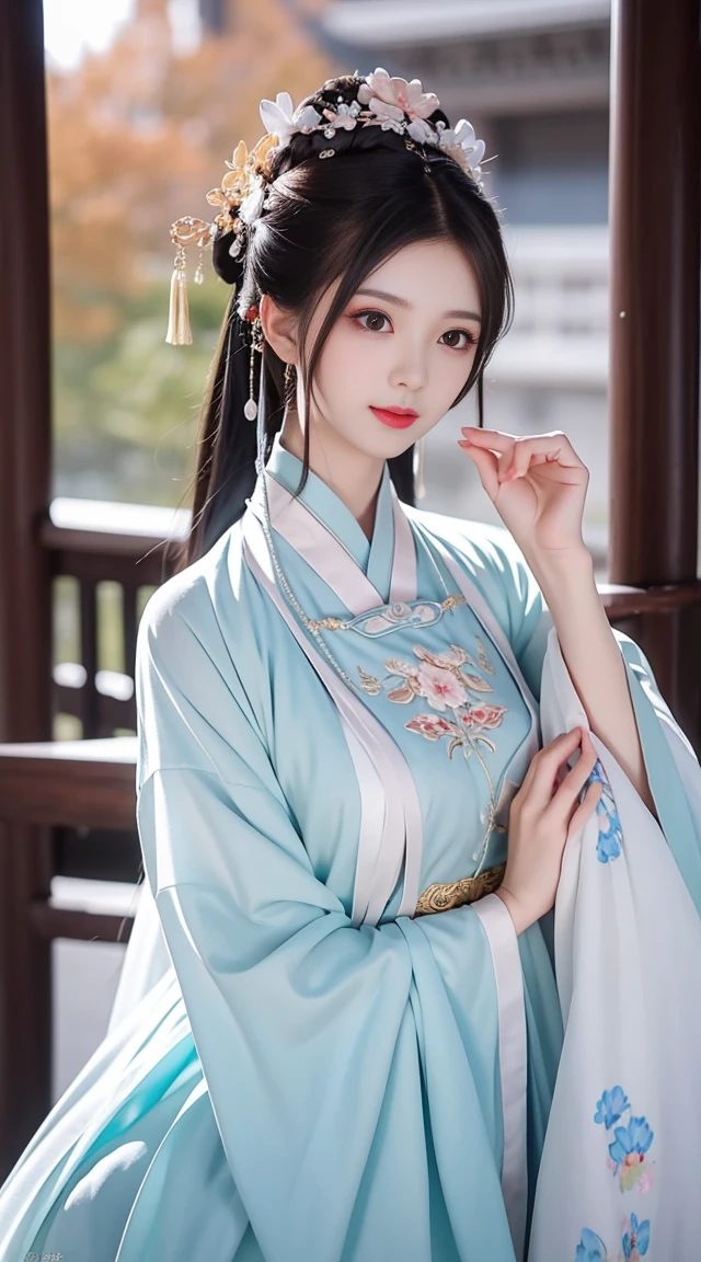 (masterpiece),(need),(super detailed),best quality，masterpiece，high resolution，a beauty，blush blush，big bright eyes，wearing underwear，luxury headwear，White light gauze Hanfu，  Protective clothing，necklace，jewelry，beautiful face，half life portrait，Courtyard background of ancient Chinese architecture，4K，(Beautiful and delicate face),(beautiful eyes)HD，无与伦比的masterpiece