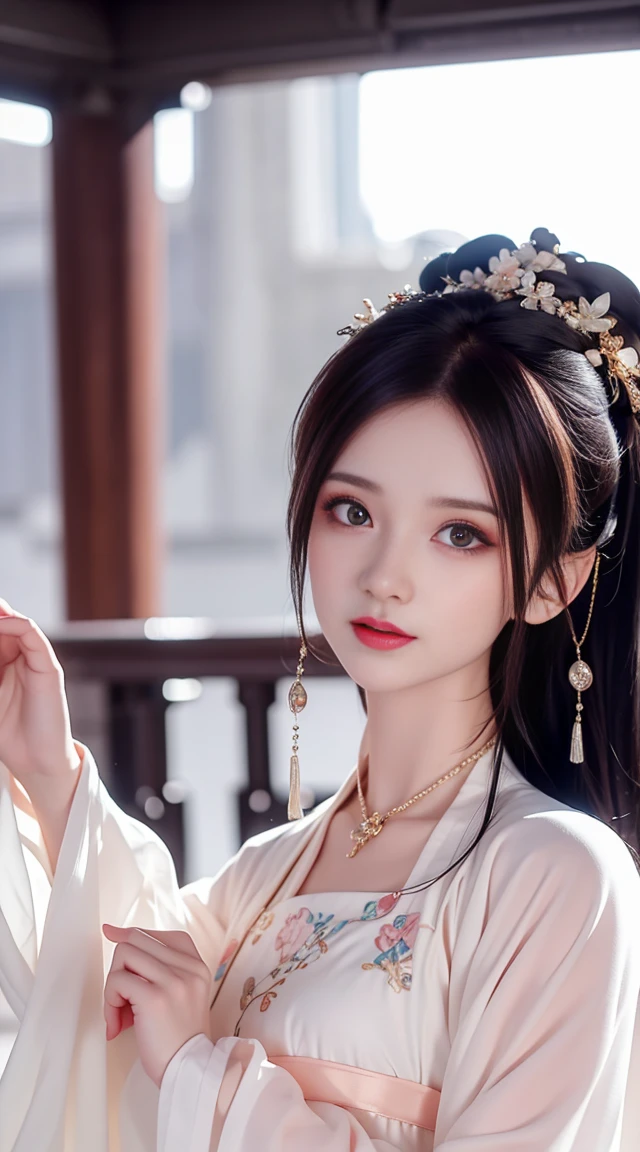 (masterpiece),(need),(super detailed),best quality，masterpiece，high resolution，a beauty，blush blush，big bright eyes，Wear only underwear，luxury headwear，  Protective clothing，necklace，jewelry，beautiful face，half life portrait，Courtyard background of ancient Chinese architecture，4K，(Beautiful and delicate face),(beautiful eyes)HD，无与伦比的masterpiece
