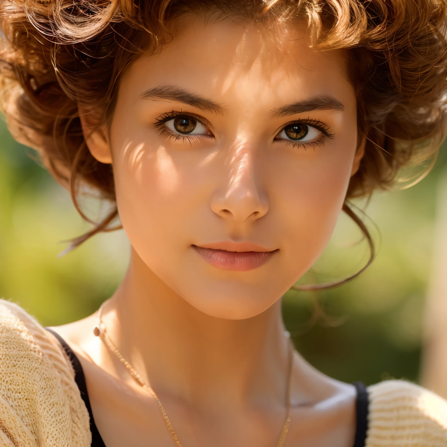 Beautiful woman wearing a beige camisole