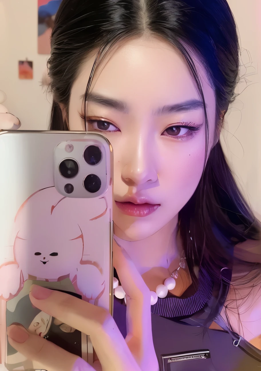 there is a woman taking a selfie with her phone, taejune kim, heonhwa choe, artwork in the style of guweiz, ulzzang, jaeyeon nam, guweiz, (((luke chueh))), iphone selfie, ahegao, gongbi, inspired by Yanjun Cheng, jinyoung shin, ahegao face, seseon yoon