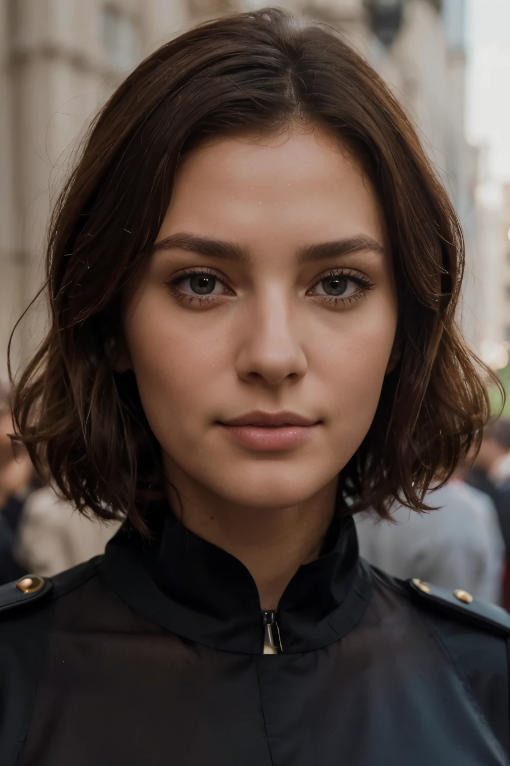 Fotopreis von der Tour Eiffel bis 15 Uhr'A young girl of 30 years old with black hair and brown hair, Inhalt, Ausdruck Joyeuse, offener Mund, Beautiful-Lips-Rose, Komplexe Details, shallow depth of field, sehr detailiert, Eine epische kongolesische Musik, Magnifique Professionalnel, sehr detailiert, detaillierte Hautstruktur, (Blush: 0.5), (Goose flesh: 0.5). (The most beautiful woman in the world) (braune Haare) (short curly hair, poils sauvages, Elegant coupe) schmales Gesicht, thin nose, Beau, very beautiful, perfektes Gesicht, slender body (Hackfleisch), (braune Haare) (braune Augen ) (White skin) Beau corps, big butt, Gesicht Ouest, Yeux predators, Lips-Rosen, thick thighs. hole body, Beautiful western beauty, thin nose, Beau, Perfekt, ((Better quality)), ((Ultra resolution)), ((fotorealistisch: 1.4)), (Komplexe Details), perfektes Gesicht, made up: 1.5 , Gesicht klar, Details zum Gesicht. Vorderansicht ((Uniform, Costume tactics, déguisement d'Agent, ESPION))
