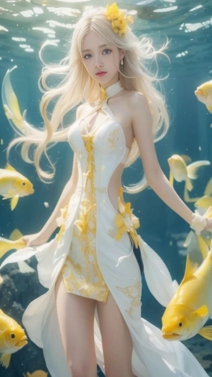 A beautiful girl pisces white and light red picture 32k uhd full body