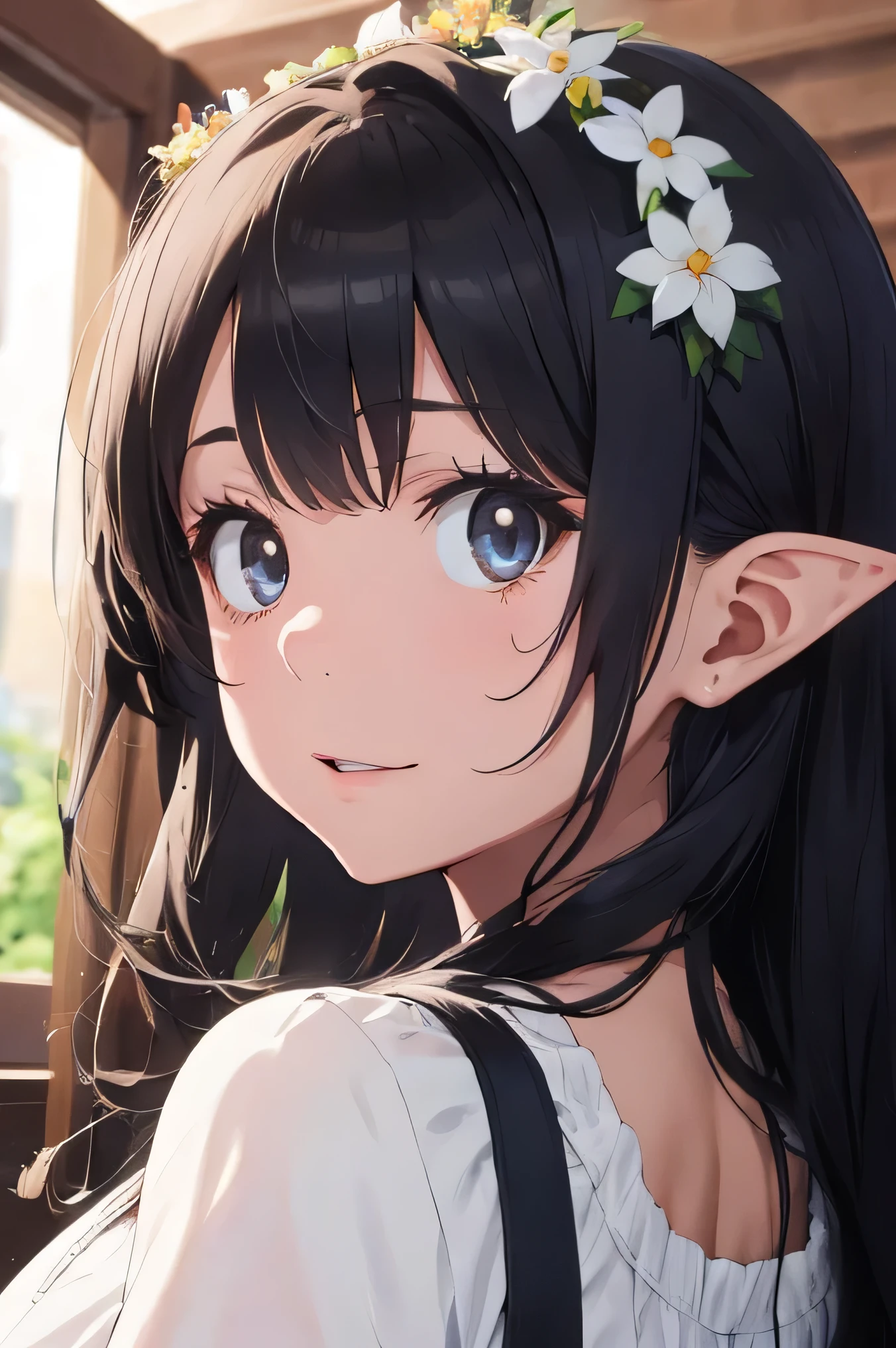 highest quality、High resolution、8K、cute beauty、detailed background、beautiful and detailed face、beautiful and smooth skin、skin texture、(big breasts:1.5)、Super close-up shot of the neck from directly behind、Close-up of the nape from directly behind、sexual expression、Look at me happily、
fairy or elf、Fairy and pixie costumes with sparkling wings and frilly dresses、Gives a fantastic and cute impression。