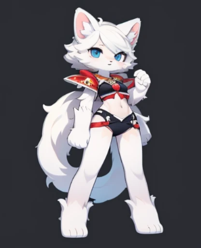 Shota the white fox in a cheongsam