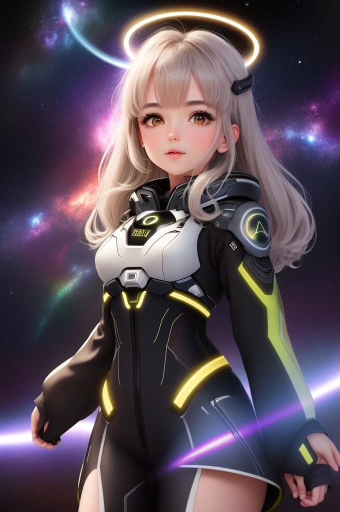 Ultra realista master chieff, corpo inteiro, galaxy background highlighting the halo in the background