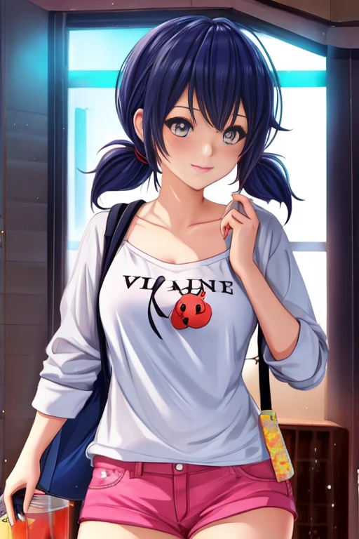 a ladybug,  casual dressed, glowing,  twintails,