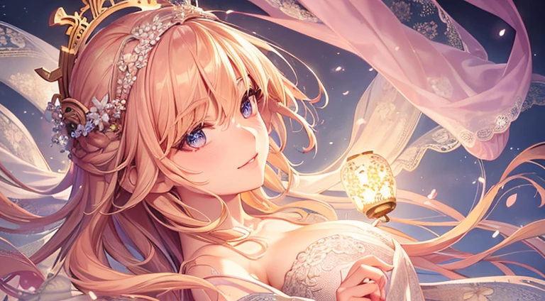 (best quality,4k,8k,highres,masterpiece:1.2),ultra-detailed,(realistic,photorealistic,photo-realistic:1.37),Yae Miko in Wedding Dress,beautiful detailed eyes,beautiful detailed lips,extremely detailed hair,long eyelashes,golden accessories,vibrant colors,ethereal lighting,Japanese traditional setting,sakura blossoms,floating lanterns,Genshin Impact characters,Genshin Impact scenery,illustration style,soft pastel color palette,painterly strokes,dynamic pose,delicate lace details,flowing fabric,breathtaking background,subtle makeup,dreamy atmosphere,romantic ambiance,graceful movement,eye-catching design,sublime elegance,touch of magic,splendid headpiece,serene expression,captivating beauty,enchanted evening,celestial aura,traditional rituals,happy celebration,special occasion,joyful emotion,cherished memories,memorable event,sweet and tender moments,loving atmosphere,unforgettable wedding day.
