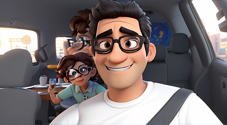 cartoon character of a forty-year-old man with black glasses and a white shirt, animation character, Caractere estilizado, animation style rendering, 3D estilizado, Arnold Maya rendering, Stylized 3D rendering, toon render screenshot, Personagem 3D, Personagem 3D, Stylized 3D rendering, 3D character rendering, personagem de desenho animado, Personagem de close up, Pose de personagem, (Estilo Pixar) (parte mestre:1.2) (Bokeh) (melhor qualidade) (pele detalhada) (textura detalhada) (8k) (argila) (cinematic lighting) (sharp focus