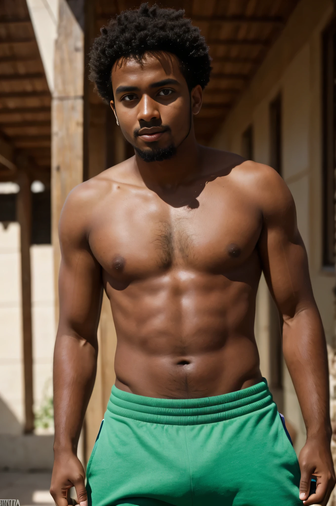 Scottish mixed race man+ethiopian, 25 anos, ruivo natural, extremamente bonito, looking-into-camera, 16k, UHD, perfect lighting, grain of film, altamente detalhado, foto de corpo inteiro