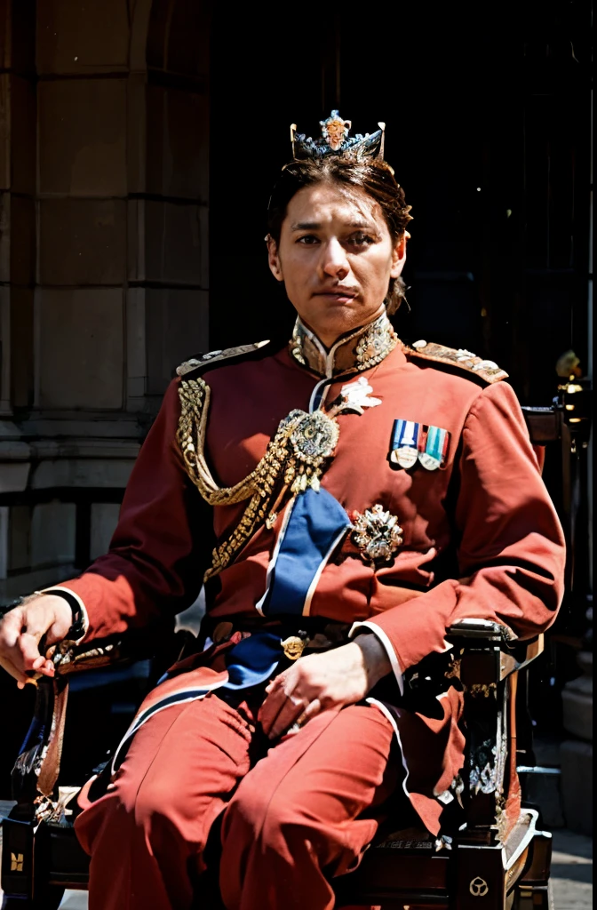 Monarch king of a nation sitting on the throne