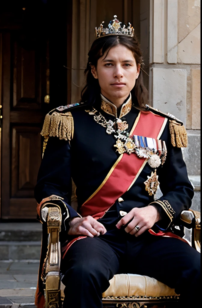 Monarch king of a nation sitting on the throne