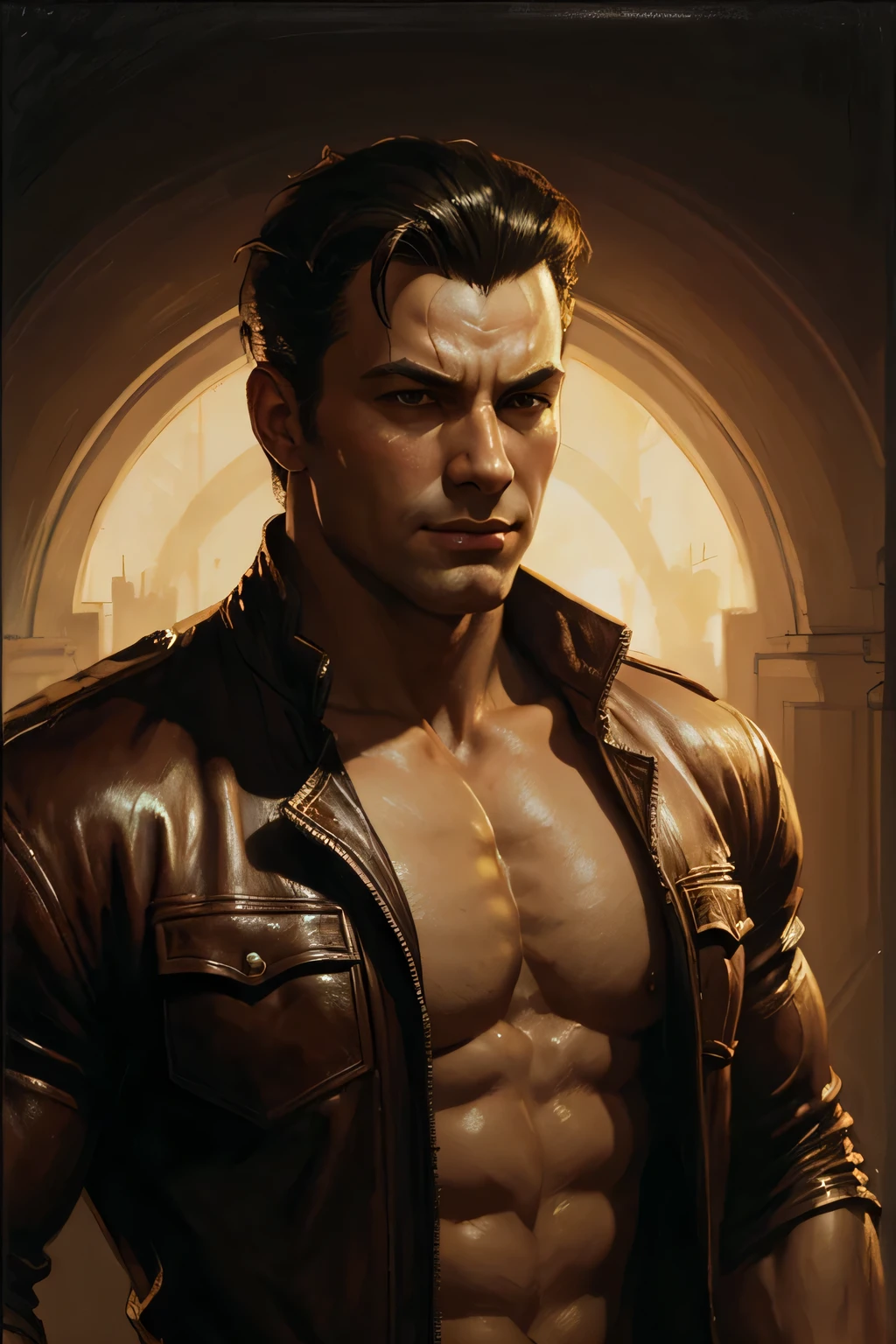 portrait of (sks man) good impression, Street Fighter, attractive woman, Character Design, dynamic lighting, cool and bright colors, Gaston Bussière paintings, Craig Mullins, j. c. Leyendecker, Tom of Finland
