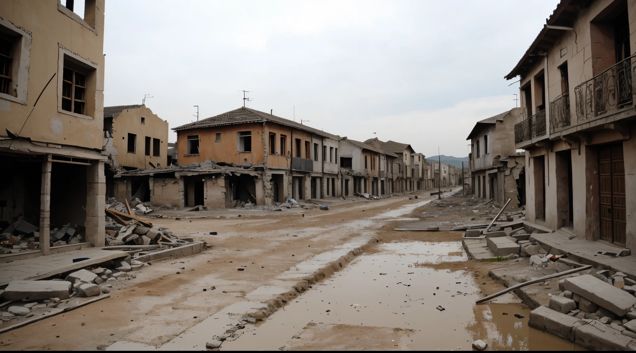 The entire village was destroyed by bombing.