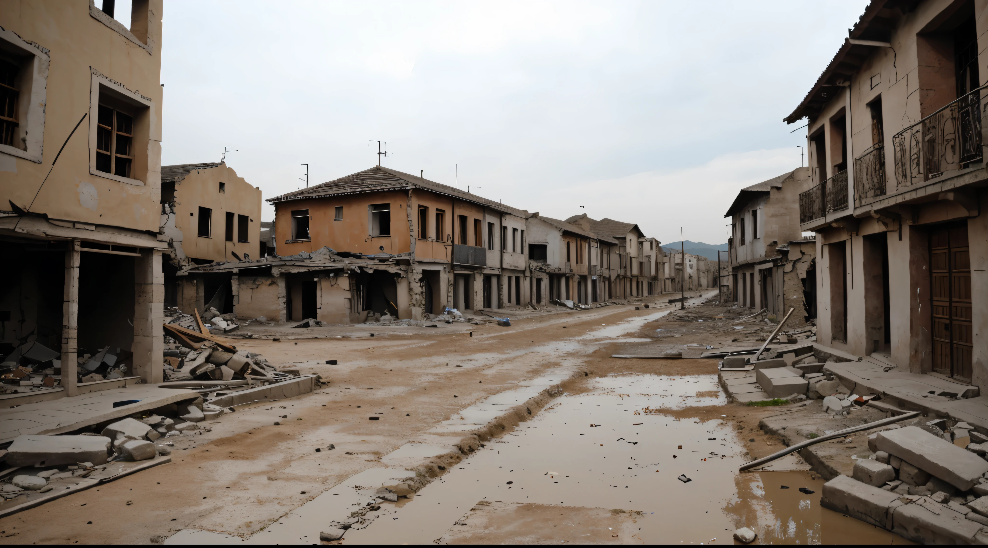 The entire village was destroyed by bombing...