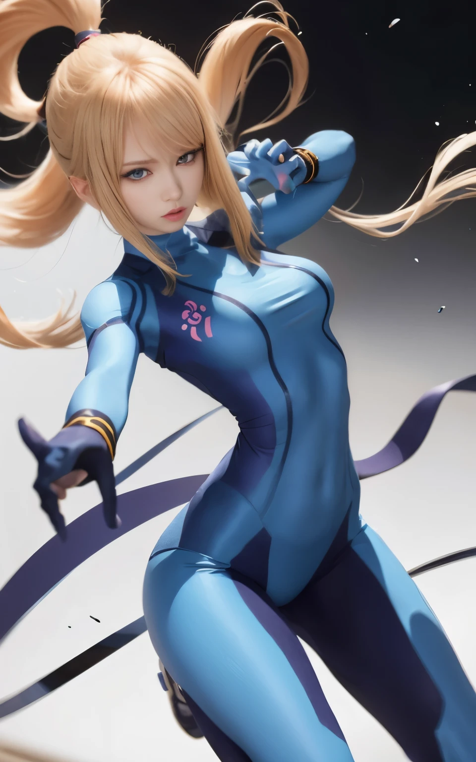 zero suit samus, blue eyes, waist shot, zero suit|,Big breasts,sexy